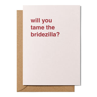 "Will You Tame The Bridezilla?" Wedding Card