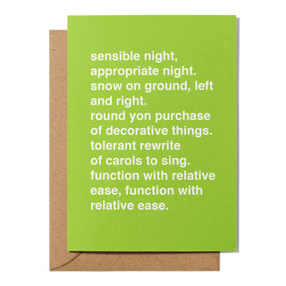 "Sensible Night, Appropriate Night" Christmas Card