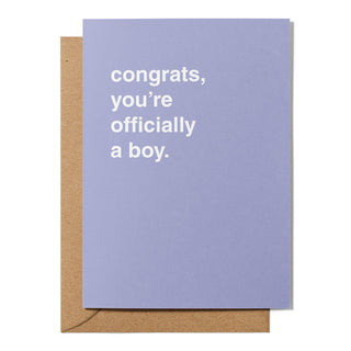 "Congrats, You're Officially a Boy" Congratulations Card