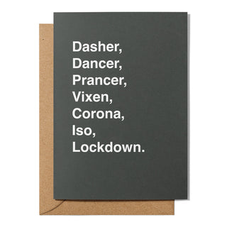 "Dasher, Dancer, Prancer, Vixen, Corona" Christmas Card
