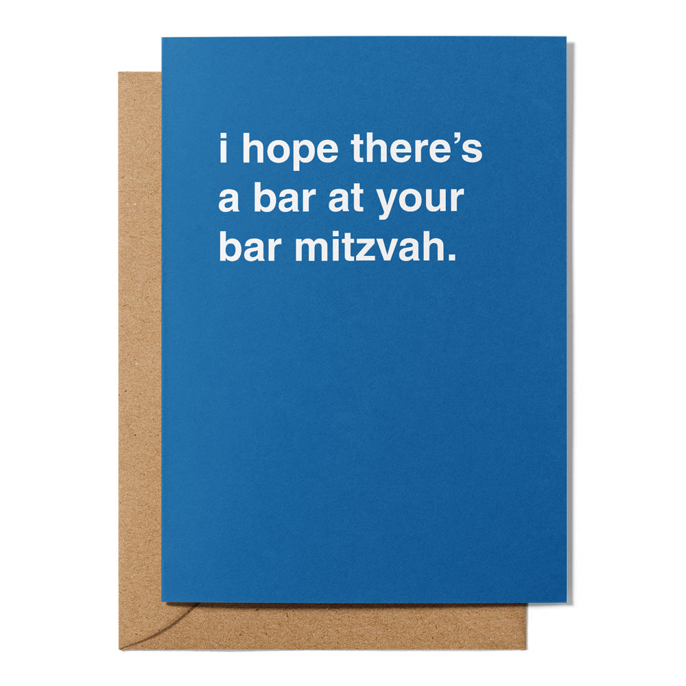 "I Hope There's A Bar At Your Bar Mitzvah" Bar Mitzvah Card