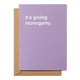 "It's Giving Monogamy" Wedding Card