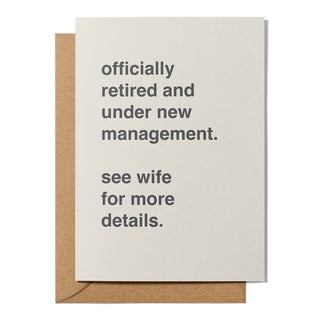 "Under New Management" Retirement Card