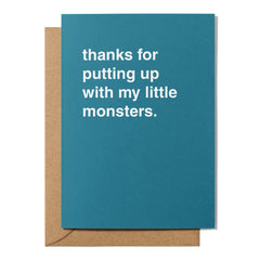 "Putting Up With My Little Monsters" Thank You Card