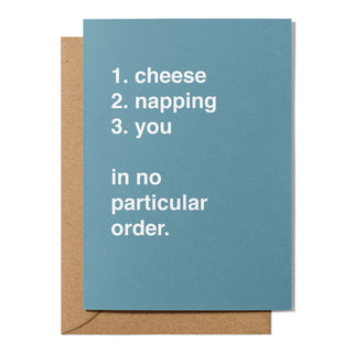 "Cheese, Napping & You" Valentines Card