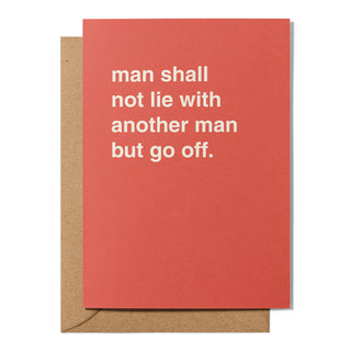 "Man Shall Not Lie With Another Man But Go Off" Wedding Card