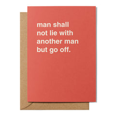 "Man Shall Not Lie With Another Man But Go Off" Wedding Card